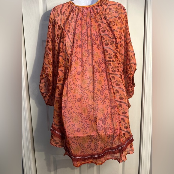 Poupette St. Barth Dress Poncho Chacha cover up one size. Coral - Picture 6 of 10